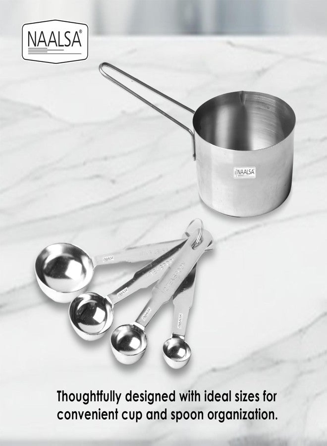 NAALSA Roxx 8Pc Set Measuring Spoons and Cups Set Stainless Steel for Dry or Liquid/Kitchen Gadgets for Cooking & Baking Cakes/Measuring Cup Set Combo with Handles - Image 4